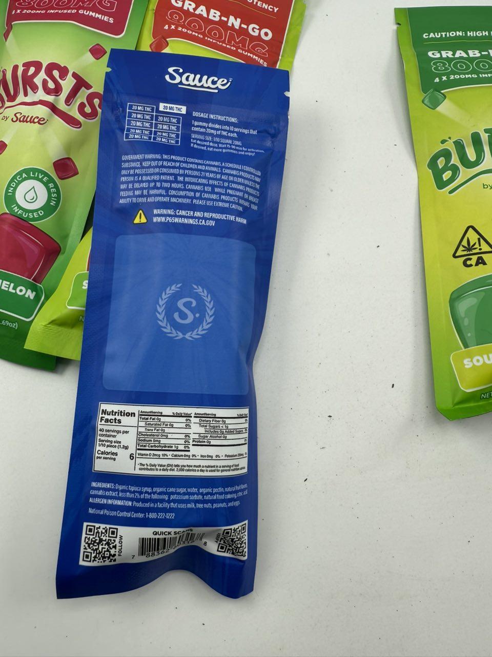Bursts By Sauce 800MG Edibles